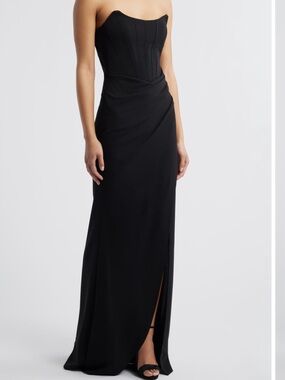 Emerald Sundae Black Strapless Mermaid Gown